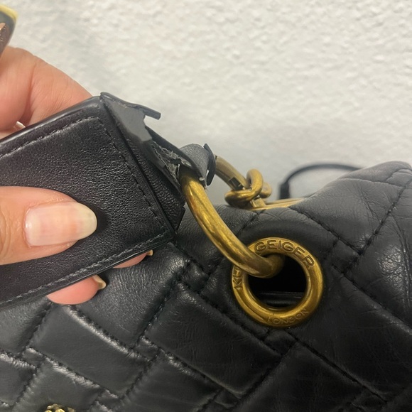 Kurt Geiger Black and Gold Studded Shoulder Bag - Picture 3 of 16